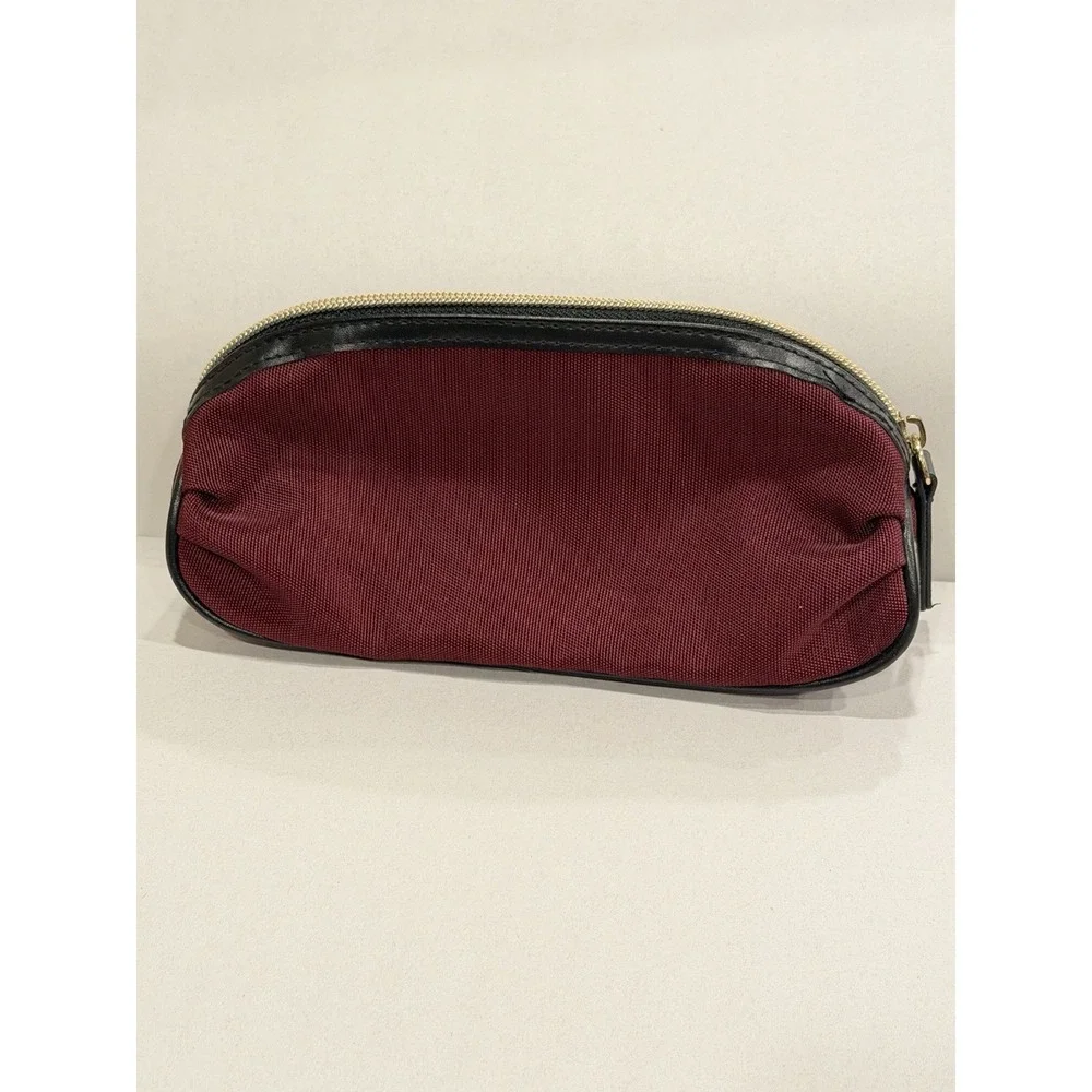 Victoria's Secret Small Maroon/Gold Travel Makeup Bag Case Cosmetic Bag  8